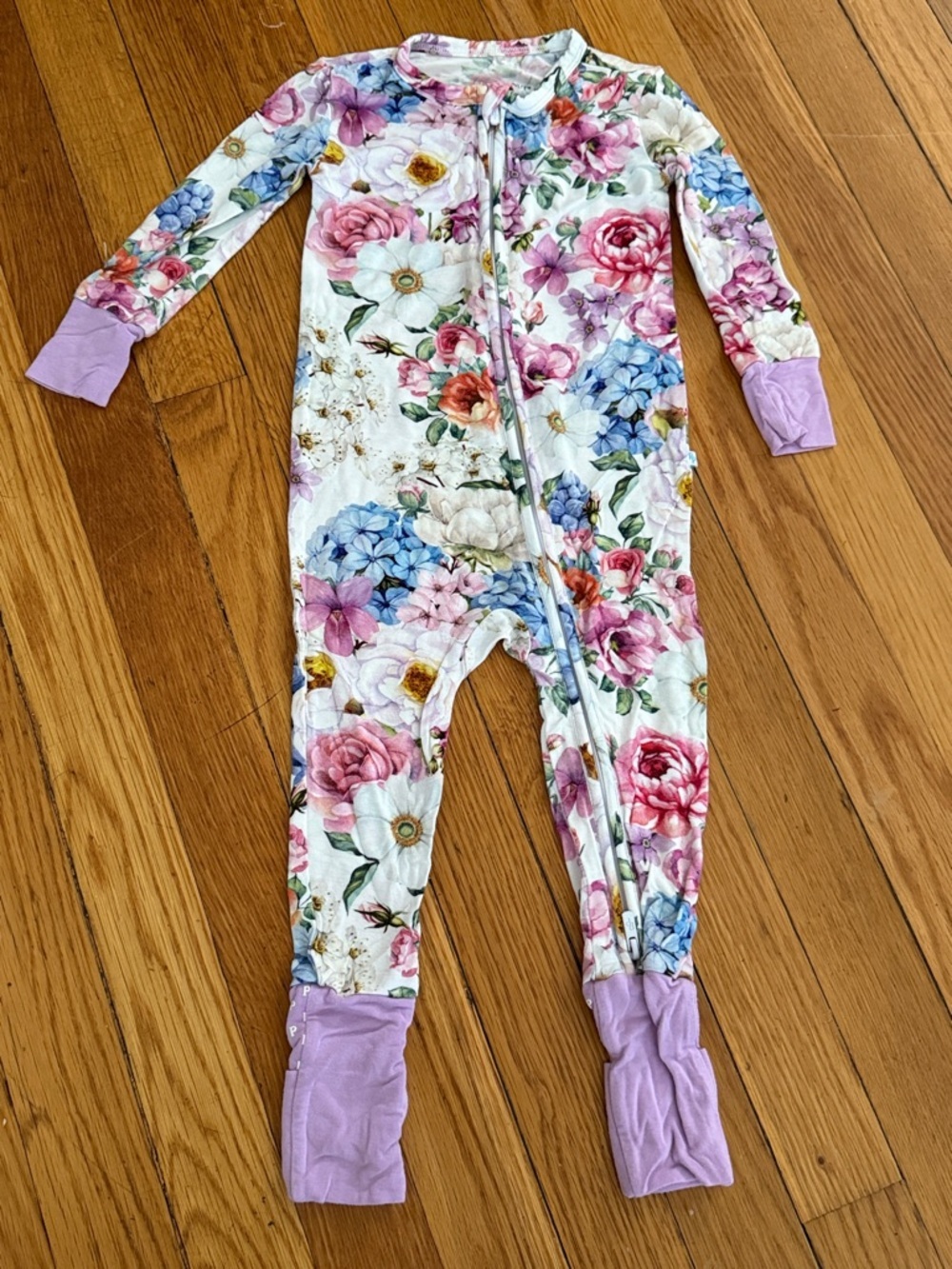 Posh peanut Cynthia Floral Zip-Front Kids One-Piece convertible footie 12/18 m